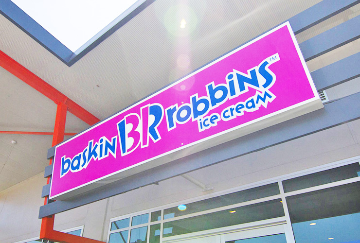 Baskin Robins lightbox sign attached to wood by Northern Signs